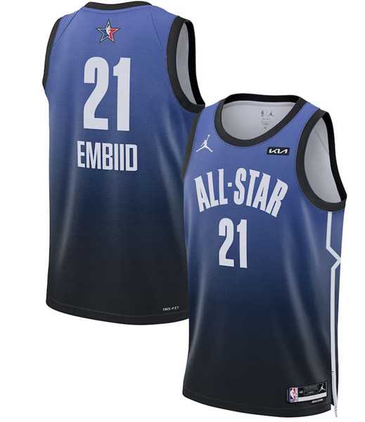 Men%27s 2023 All-Star #21 Joel Embiid Blue Game Swingman Stitched Basketball Jersey Dzhi->2023 all star->NBA Jersey